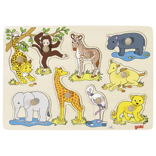 Goki Lift out puzzle, African baby animals