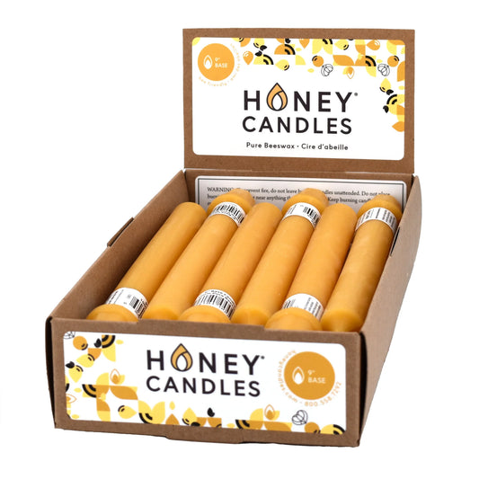 Honey Candles 9" Natural Beeswax Base Candlestick