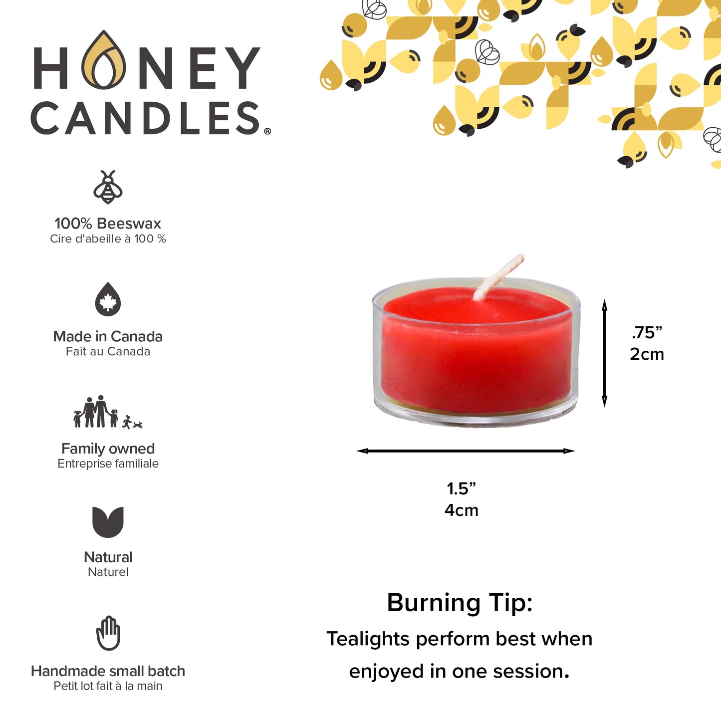 Honey Candles -Clear Cup Roll of 8