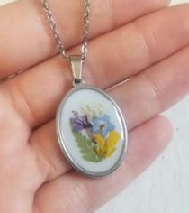 Velvet Snow - Oval Pendant Necklaces