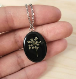 Velvet Snow - Oval Pendant Necklaces