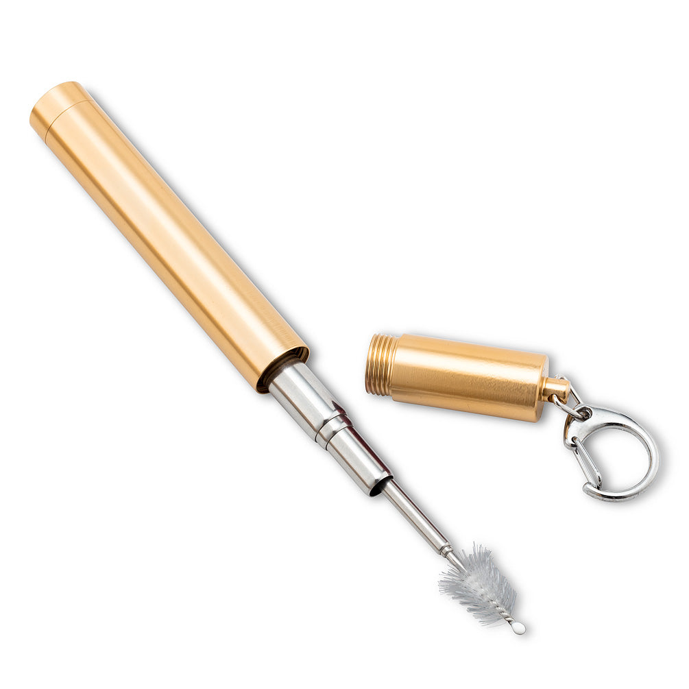 Collapsible Straw and Brush in Travel Tube