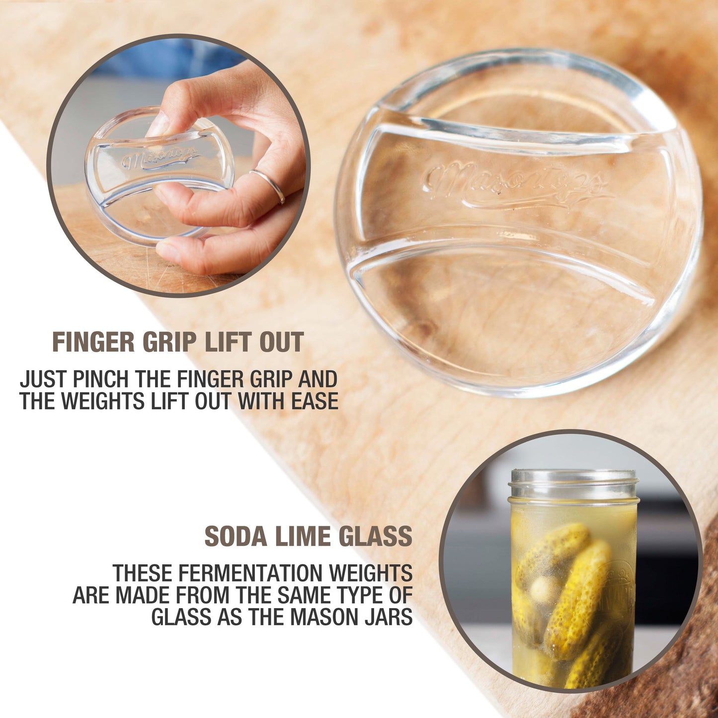 Masontops Pickle Pebble Glass Fermentation Weights