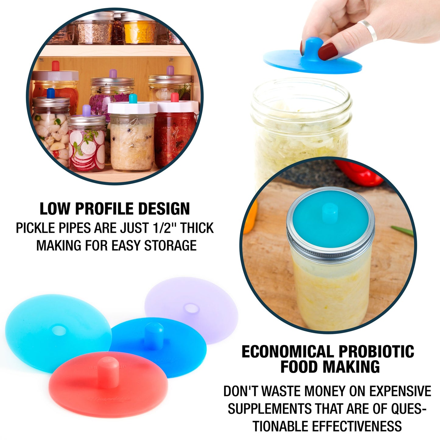 Masontops Pickle Pipes Fermentation Airlock (4 Pack)