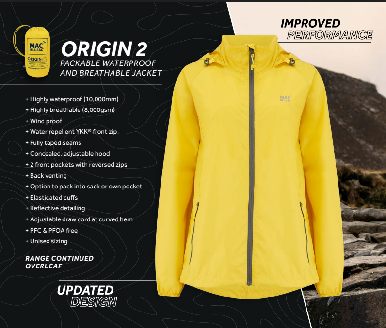 Mac In A Sac Origin II Packable Waterproof Jacket - Unisex Fit