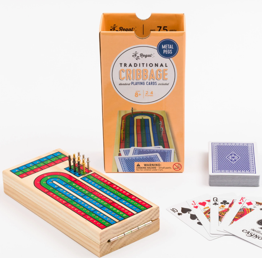 Cribbage Board with Cards