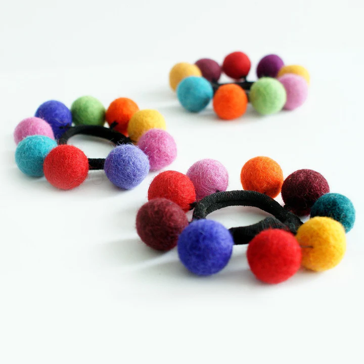 Hamro Village Felted Ball Hair Tie