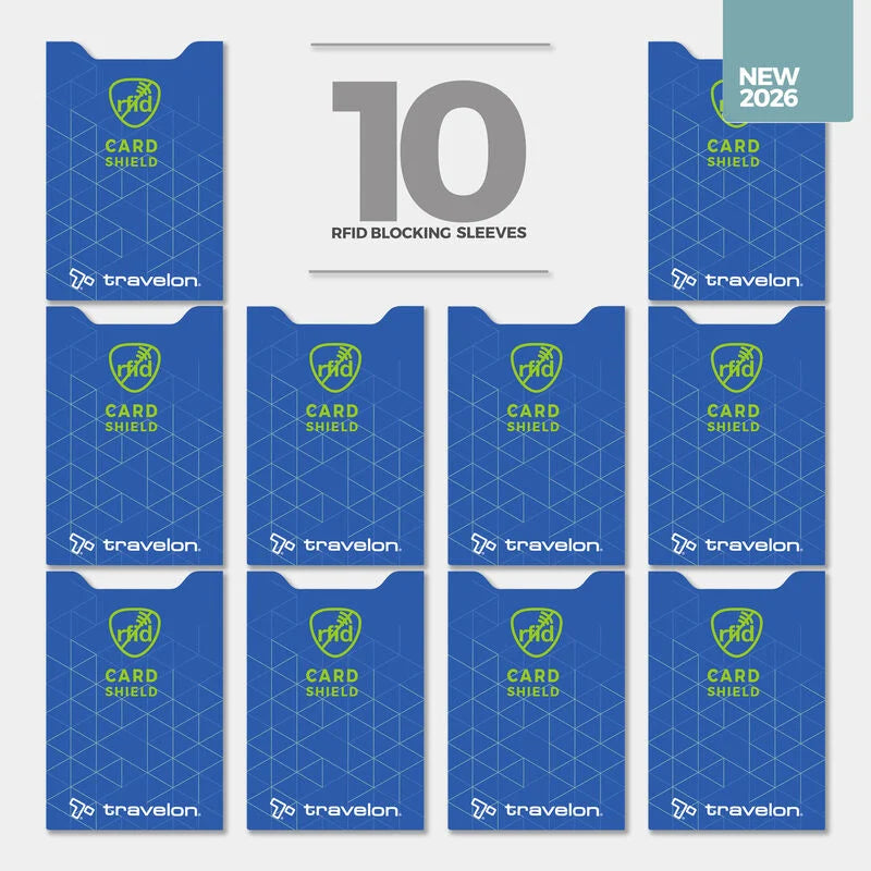 Travelon Set of 10 RFID Blocking Card Sleeves - Cobalt