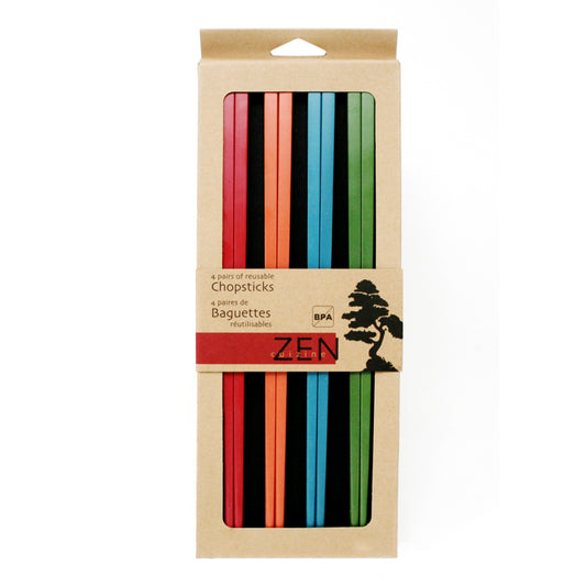 Zen Cuisine Colourful Reusable Chopsticks (set of 4 pairs)