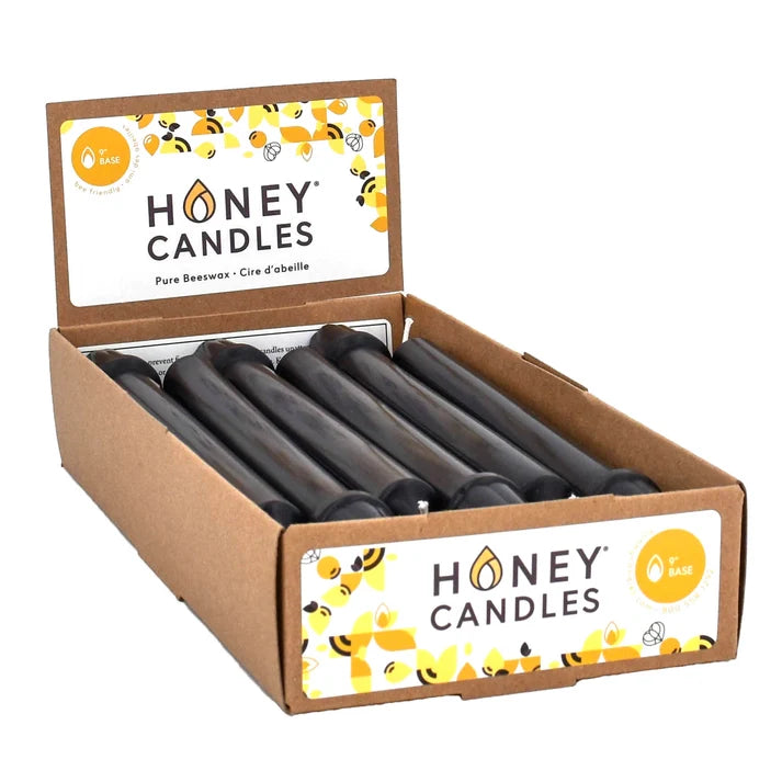 Honey Candles 9" Black Beeswax Base Candlestick