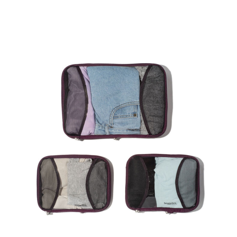 Set of 2 Medium + 1 Large Baggallini Compression Packing Cubes