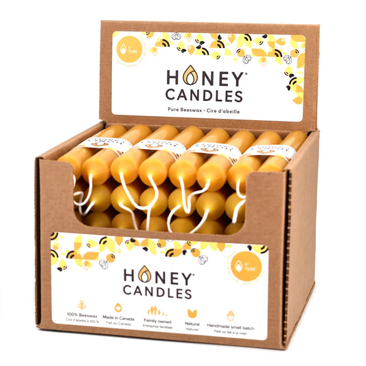 Honey Candles - 6 Inch Natural Tube Pair Beeswax Candles