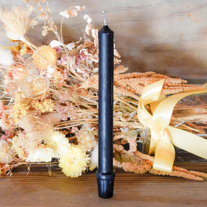 Honey Candles 9" Black Beeswax Base Candlestick