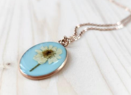 Newfoundland Wildflower Oval Pendant Necklaces from Velvet Snow