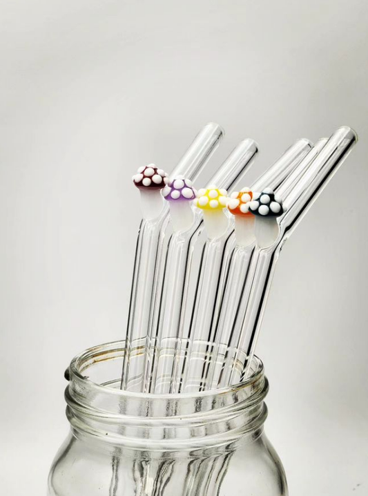 Glass Straws with Figurines by Changeling Glass Works