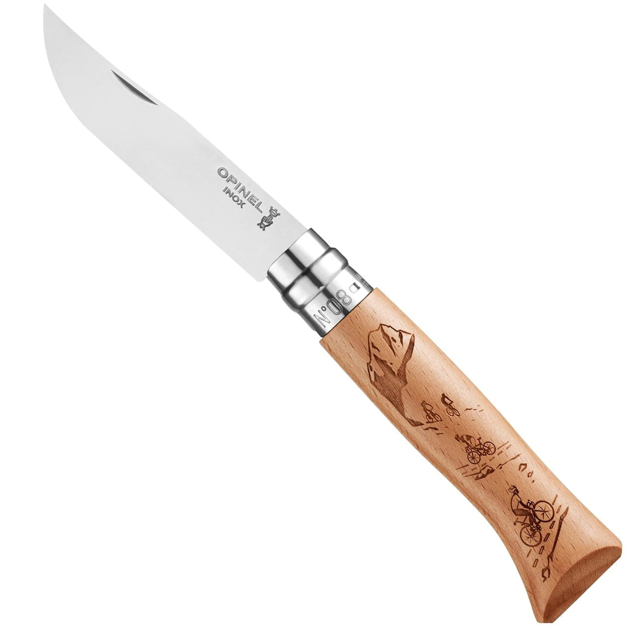 Opinel No.08 Engraved Handle Folding Knife (Alpine Adventures)