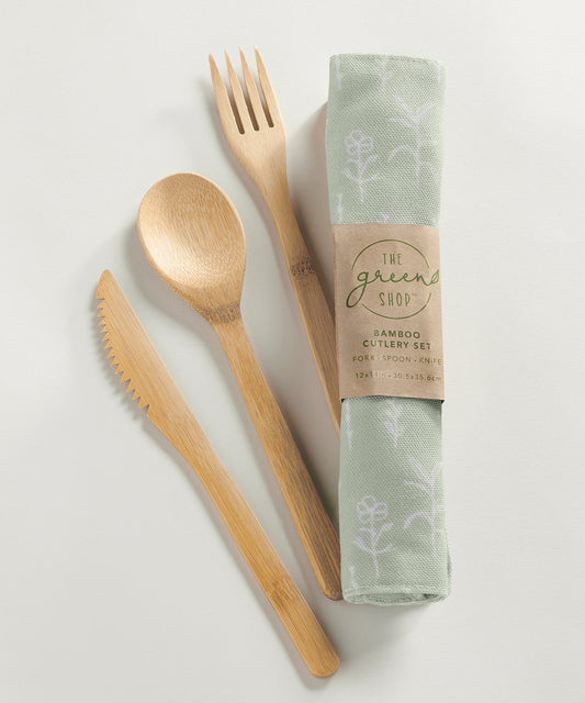 Bamboo Cutlery Set with Canvas Roll