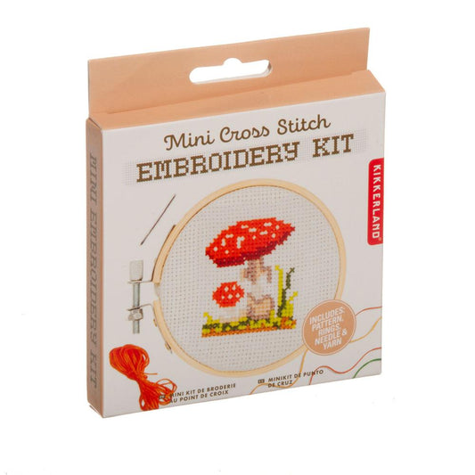 Kikkerland Mini Mushroom Cross Stitch Kit