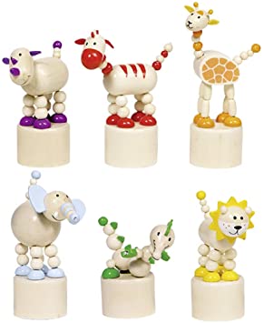 Goki Press and Shake Wooden Toy Figures