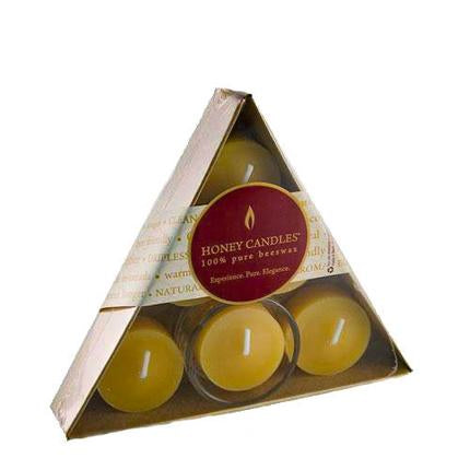 Honey Candles Triangle Tealights with Glass Cup