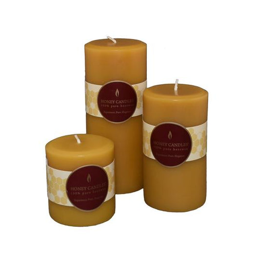Honey Candles Beeswax Round Pillars
