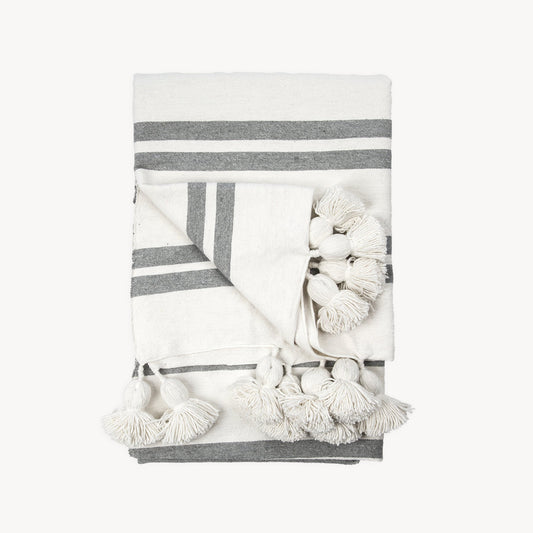 Pokoloko Fair Trade Moroccan Pom Pom Queen Blankets