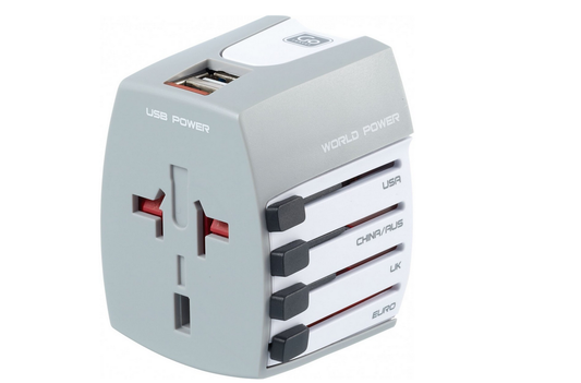 Go Travel World Adapter + Twin USB Charger Ungrounded